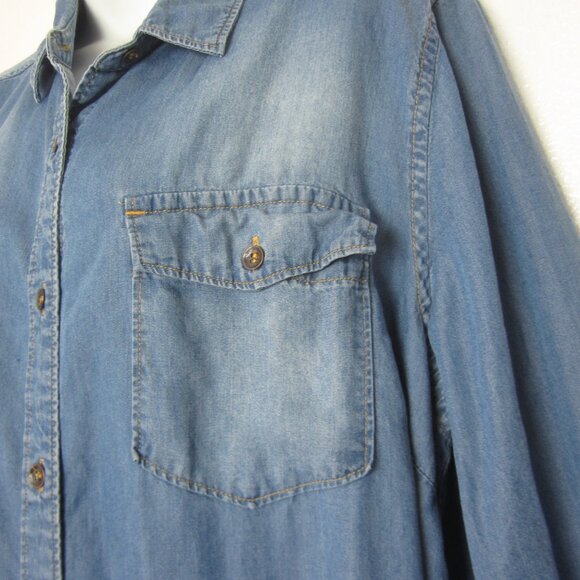 Ariat Women's Size 2X Blue Chambray Dress Button Western 100% Tencel - Picture 6 of 12